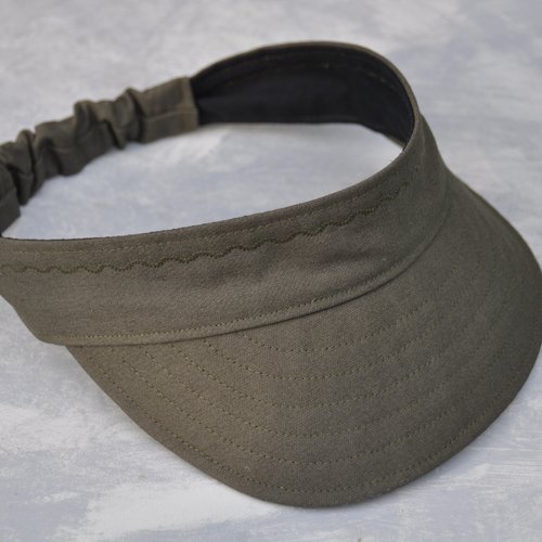 Visière été bandeau coton kaki pour homme ou femme - taille m-l