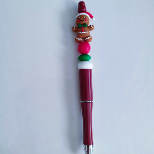 Crayon bordeaux bonhomme pain d'épice perles silicone