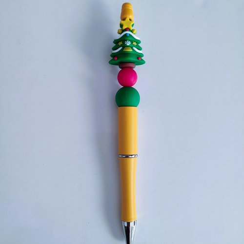 Crayon jaune sapin de noël perles silicone