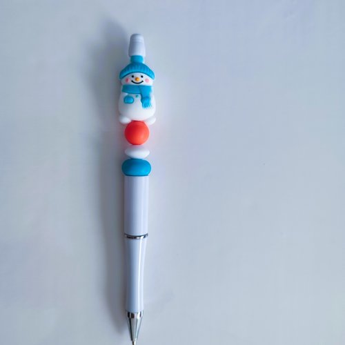 Crayon blanc bonhomme de neige perles silicone