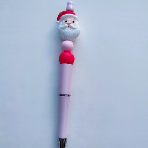 Crayon rose tête de père noël perles silicone