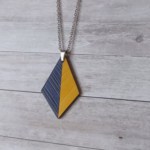 Collier pendentif diamanti or et bleu