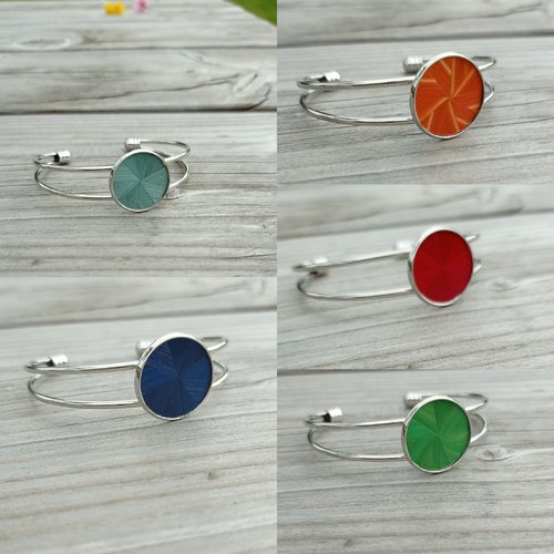 Bracelet cabochon couleur argenté pour femme, plusieurs couleurs au choix