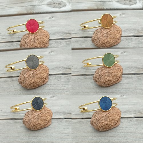 Bracelet cabochon laiton doré pour femme, plusieurs couleurs au choix