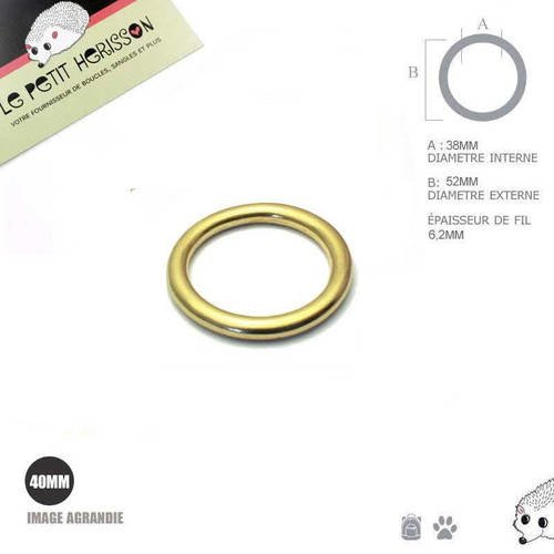 1 x 40mm anneau rond / moulé / laiton massif 