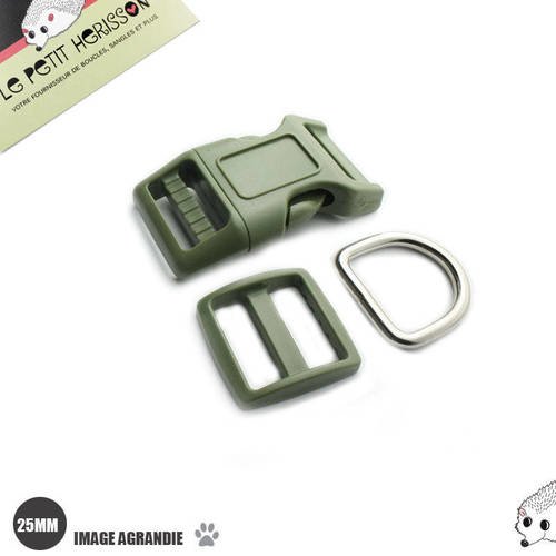 Kit collier pour chien: 25mm / haute qualité / vert olive 