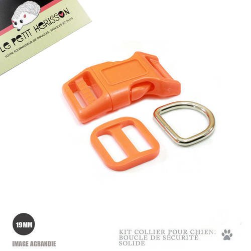Kit collier pour chien: 19mm / haute qualité / orange 