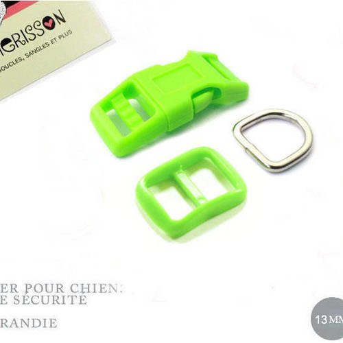 Kit collier pour chien: 13mm / haute qualité / vert flou 