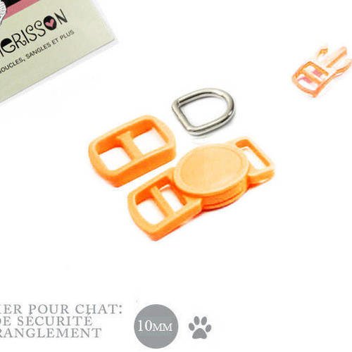 10mm kit collier pour chat / haute qualité / orange 