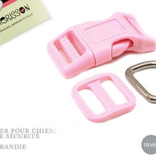 Kit collier pour chien: 19mm / haute qualité / rose clair 