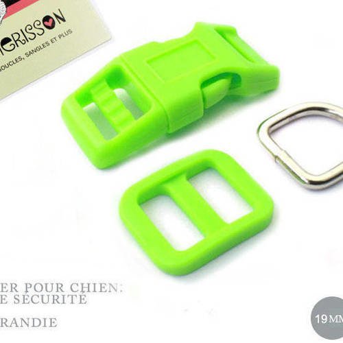 Kit collier pour chien: 19mm / haute qualité / vert flou 