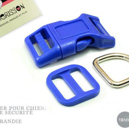 Kit collier pour chien: 19mm / haute qualité / bleu 