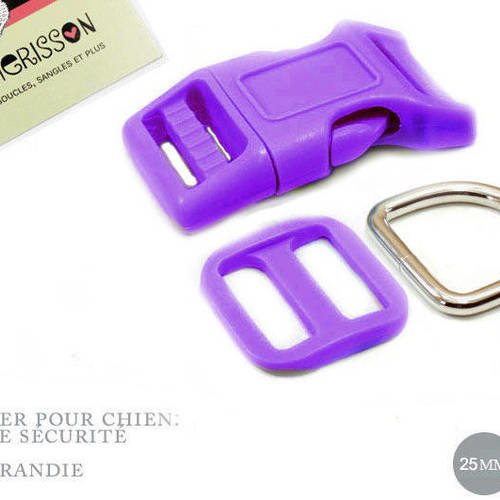 Kit collier pour chien: 25mm / haute qualité / violet 
