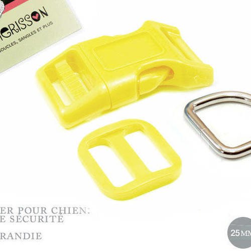 Kit collier pour chien: 25mm / haute qualité / jaune 