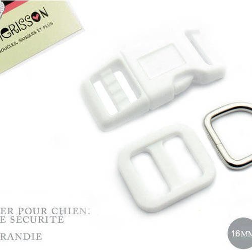 Kit collier pour chien: 16mm / haute qualité / blanc 