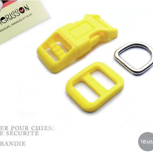 Kit collier pour chien: 16mm / haute qualité / jaune 