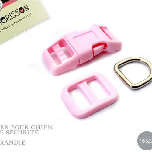 Kit collier pour chien: 16mm / haute qualité / rose clair 