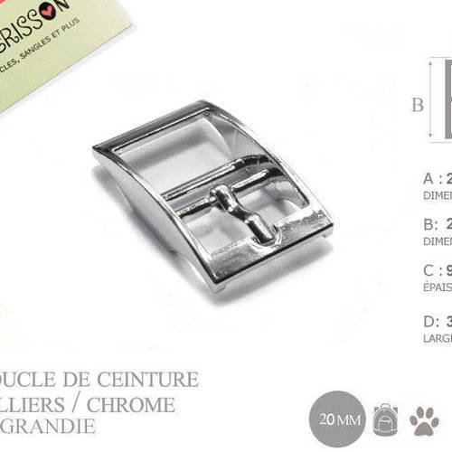 1 x 20mm boucle pour colliers / métal / chrome 