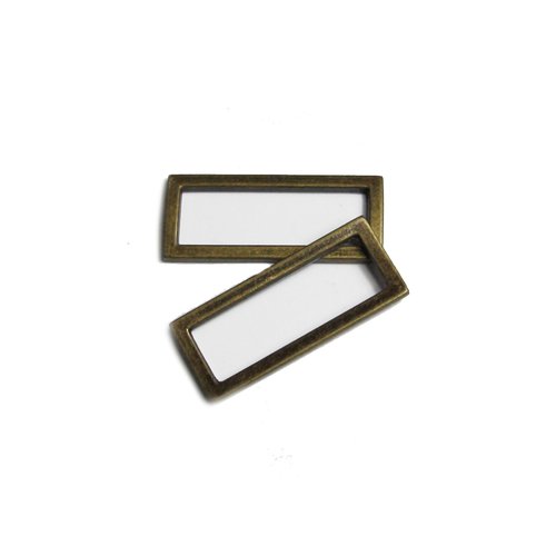 2 x 38mm anneaux rectangulaires / passants simples / métal / bronze antique