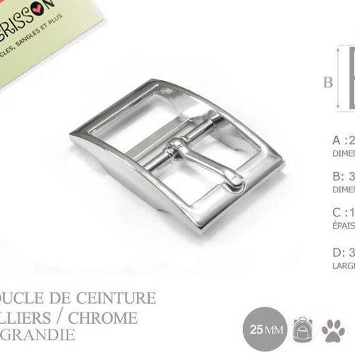 1 x 25mm boucle pour colliers / métal / chrome 