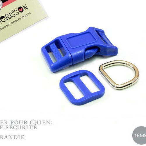 Kit collier pour chien: 16mm / haute qualité / bleu 