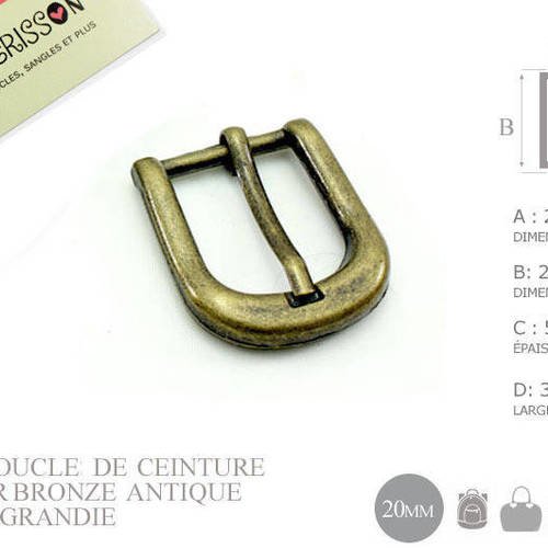 2 X 20mm Boucles De Ceintures Metal Bronze Antique Un Grand Marche
