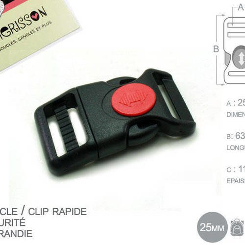 Noir - 40 mm - Clip Fermeture Attache Rapide pour Sangle - Fermoirs pour  sac - Creavea