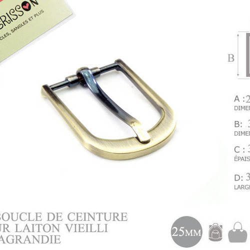 1 X 25mm Boucle De Ceinture Metal Laiton Vieilli Laiton Brosse Un Grand Marche