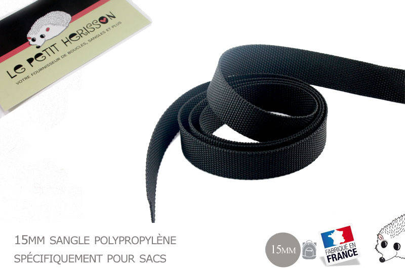 1m x 25mm Sangle / Polypropylène / Moyen / Noir / Fabriqué dans l'ue