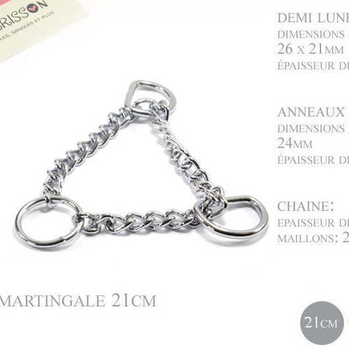 21cm chaîne martingale / metal / demis et anneaux / chrome 