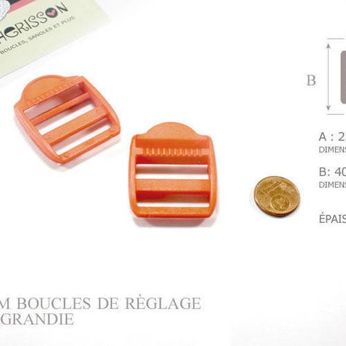 2 x 25mm boucles de règlage / boucles de serrage / plastique / orange 