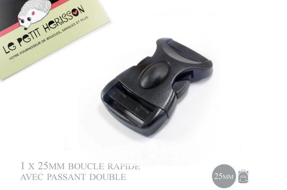 1 x 25mm boucle attache rapide / fermoir clip / plastique / sécurité / noir  - Un grand marché