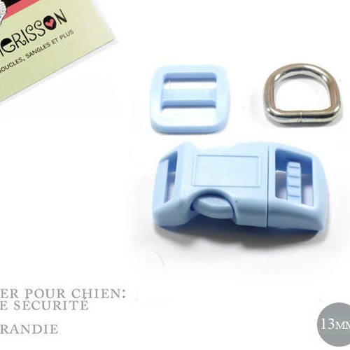 Kit collier pour chien: 13mm bleu clair haute qualité 