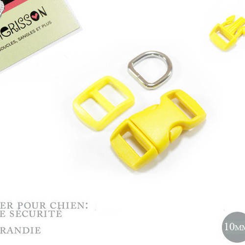 10mm kit collier pour chien : jaune haute qualité 