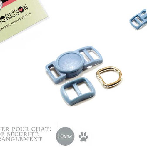 10mm kit collier pour chat: bleu ardoise haute qualité 