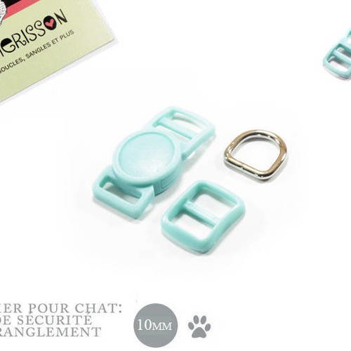 10mm kit collier pour chat: turquoise clair haute qualité 