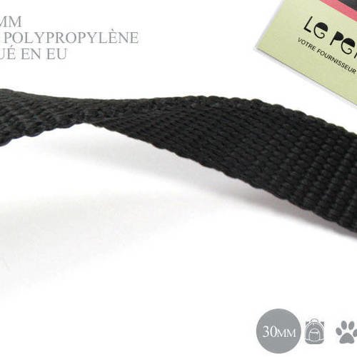 1m x 30mm  - noir uni - sangle polypropylène (eu) 