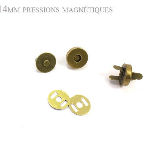 2 x 14mm fermoirs magnétiques / epais / bronze antique  / aimants