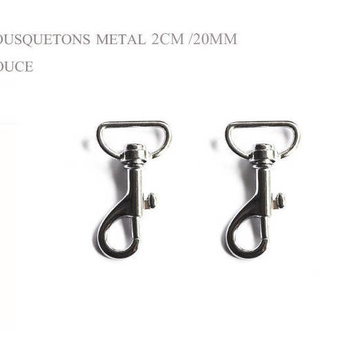2 x 20mm mousquetons metal - plaque chrome- pour sacs et plus - style 1 