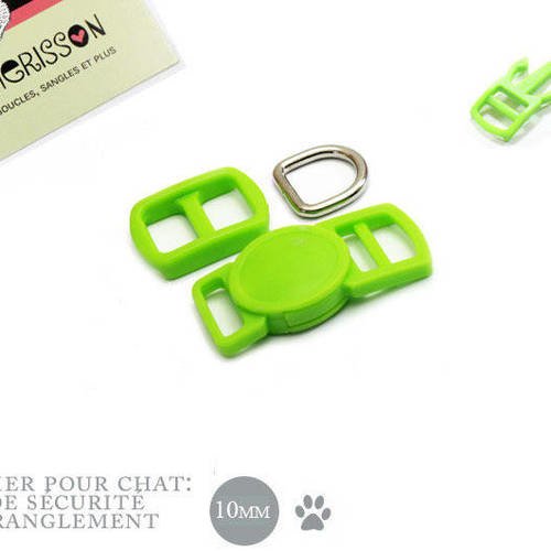 10mm kit collier pour chat: vert flo haute qualité 