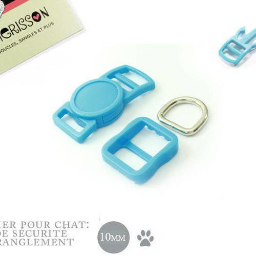 10mm kit collier pour chat / haute qualité / turquoise - bleu 