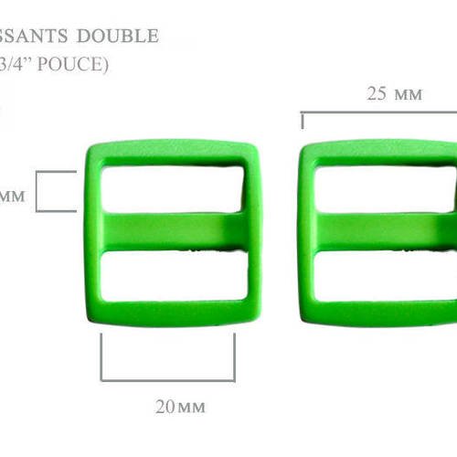 Lot 2  passant doubles 2cm / 20mm vert solide 