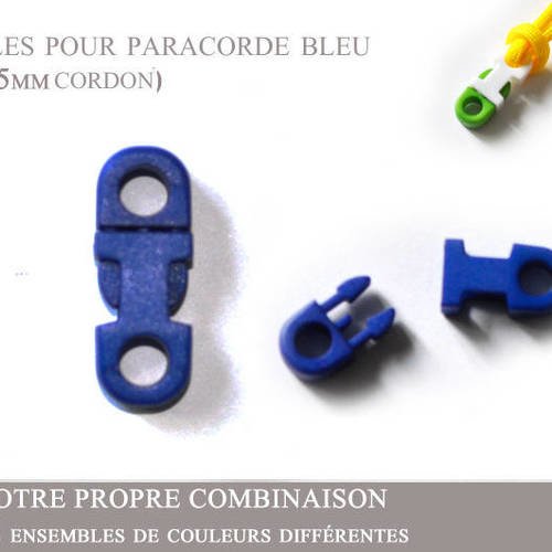 2 boucles pour paracorde  - bleu -plat - (4-5mm cordon)