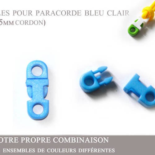 2 boucles pour paracorde  - bleu clair - plat - (4-5mm cordon)