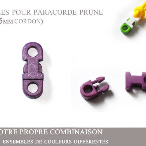 2 boucles pour paracorde - prune - plat - (4-5mm cordon) 