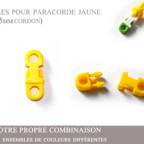 2 boucles pour paracorde  - jaune- plat - (4-5mm cordon)