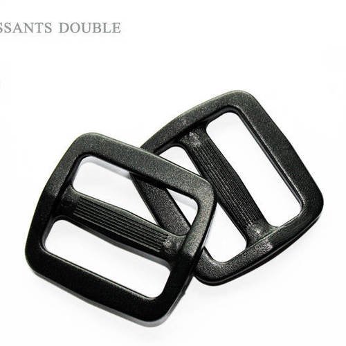 2 x passant doubles 4cm/40mm noir solide 