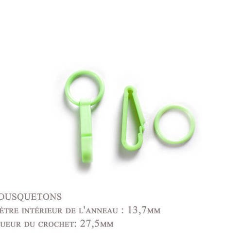 2 x 27,5mm - mousquetons - plastique - vert clair - pour gants 