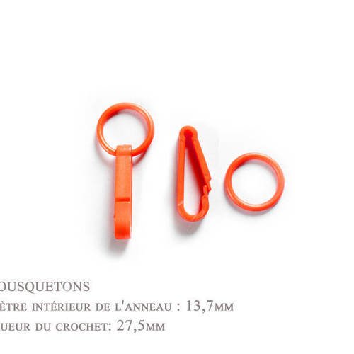 2 x 27,5mm - mousquetons - plastique - orange - - pour gants 