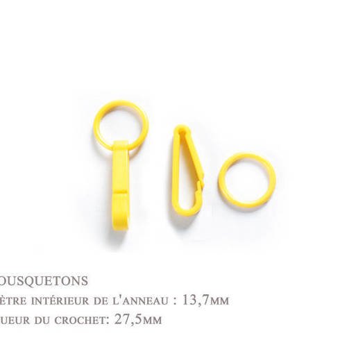 2 x 27,5mm - mousquetons - plastique - jaune  -pour gants 